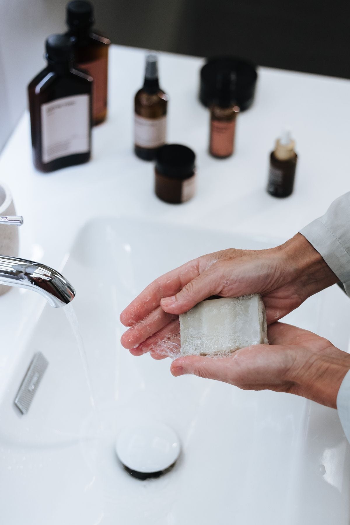 Washing hands with soap
